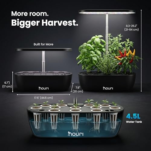 Nouri Hydroponics Growing System, 12 pod Smart Indoor Herb Garden Kit with LED Grow Lights, Hydroponic Herb Garden Indoor for Plant Lovers, Gardeners, Kitchen, Tomato Seeds Included - Image 3
