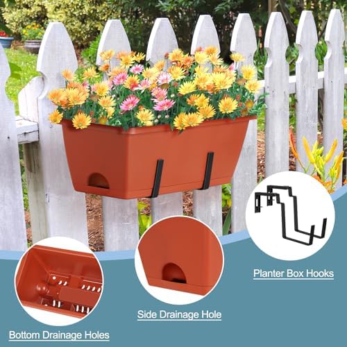Window Boxes Planters 17’’ Railing Planter Box with Adjustable Brackets - Image 2