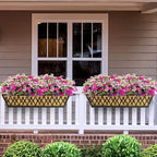 4 Pack 30 Inch Window Boxes Planters Railing Planter Box with Adjustable Brackets for Porch Fence Patio Balcony Hanging Flower Baskets with Coco Liners for Outdoor Garden Decor - Black - Image 2