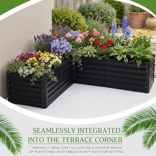 L Shaped Galvanized Raised Garden Bed Outdoor, 6.2x6.2x1.5ft - Image 5