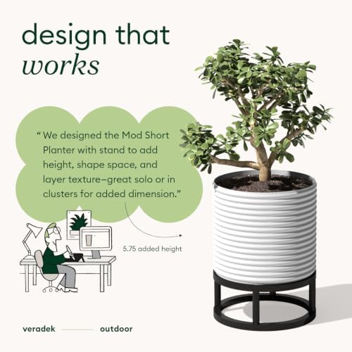 Veradek Mod Series Short Raised Planter - Round Outdoor Planter with Stand - Image 3