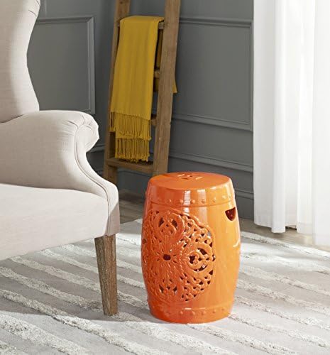 SAFAVIEH Furniture - Flora Decorative Garden Stool - Orange - Ceramic - Artisan Hand-Painted Design - Ideal for Living Room, Patio, Garden - Fully Assembled (ACS4527D) - Image 2