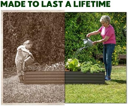 Plant & Plot Galvanized Raised Garden Beds Outdoor // 8×4×1 ft Planter Raised Beds for Gardening, Vegetables, Flowers // Large Metal Garden Box // Patented Tool-Free Design (Dark Gray) - Image 3