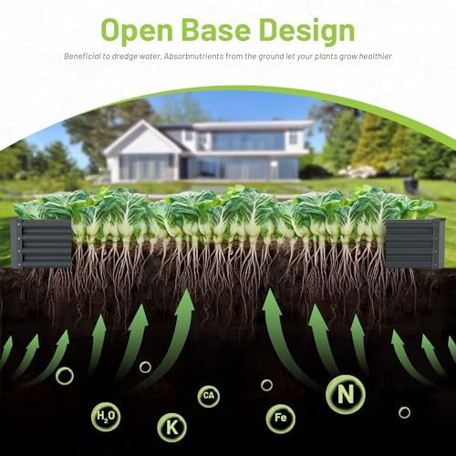 2PCS 8x4x1FT Galvanized Raised Garden Bed, Galvanized Planter Raised Garden Boxes Outdoor, Large Metal Raised Garden Beds for Vegetables-Grey - Image 2