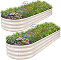 1MORE Galvanized Raised Garden Bed Outdoor,Planter Bed 8x2x1ft,White,2-Pk by 1MORE