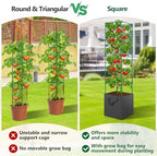 3 Pack Tomato Cage for Garden, Upgraded Fiberglass Garden Trellis with 3 PCS Grow Bags, Square Tomato Planter Support Garden Cages for Cucumber Vegetables Vertical Climbing Plants - Image 4