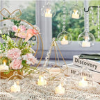 Glikceil Hanging Glass Tealight Holder with Crystal Garland, 56 Pcs, Clear - Image 6