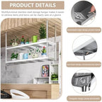 Ceiling Mount Shelf, Stainless Steel Storage Rack Hanging Floating Shelves, Ceiling Display Stand for Restaurant Kitchen Bar Shelf - Easy to Install (Size : 90x35x80cm) - Image 3