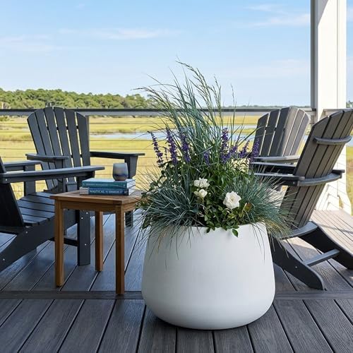 Kante Modern Home Minimalist 18.1" Dia Patina Concrete Curved Planter - Image 5