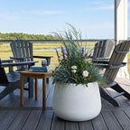 Kante Modern Home Minimalist 18.1" Dia Patina Concrete Curved Planter - Image 5