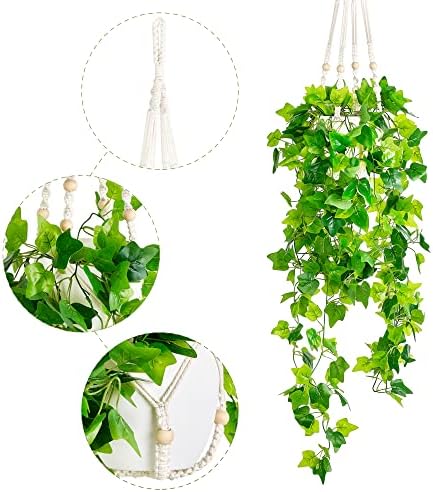 Dahey Macrame Plant Hanger and Fake Hanging Plants for Wall Ceiling Bedroom Bathroom Indoor Boho Home Decor - Image 7