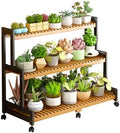 Plant Stand, Bamboo Ladder Shelf Display Shelf, Multi-Tier Planter Holder with wheel for Home Garden Patio Balcony Indoor Outdoor Use,120*40*105cm by Unknown