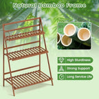 HAPPYGRILL 3-Tier Plant Stand Indoor, Folding Flower Pot Display Shelves with Anti-falling Crossbar & Non-slip Feet, Tall Plant Shelf for Patio Garden Balcony Living Room Outdoor - Image 4