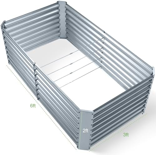 Land Guard 2 Pack 6×3×2 ft Galvanized Metal Raised Garden Bed, 2FT Deep Root Elevated Planter Box Steel Large Vegetable Flower Bed Kit, Modern Grey - Image 2
