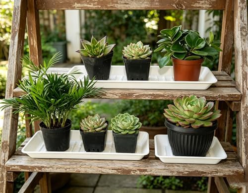 2 Pack Plastic Plant Tray Saucer Rectangular 20 21 Inch, Planter Trays Saucers Indoor Outdoor, Water Drip Tray for Flower Pot, Windowsill, 8.5 x 20.6 Inches, White - Image 5