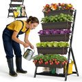 5-Tier Vertical Garden Bed Planter Boxes with Drainage System & Storage Space, Freestanding Vertical Garden Planter with 5 S-Hooks for Plants Vegetables Flowers Herbs in Garden Patio Yard by Unknown
