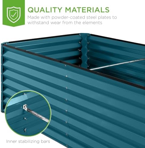 Best Choice Products 6x3x2ft Outdoor Metal Raised Garden Bed, Deep Root Box Planter for Vegetables, Flowers, Herbs, 269 Gallon Capacity, 100% Non Toxic Materials - Peacock Blue - Image 6
