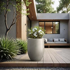 Kante 21.7" H Stone Gray Concrete Tall Planter, Large Decorative Garden Pot with Drainage Hole and Rubber Plug for Outdoor Indoor Plants, Modern Round Style for Home and Garden - Image 5