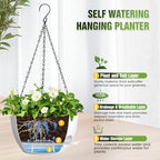 13 Inch Large Self Watering Hanging Planters 2 Pack with Saucers - Image 6