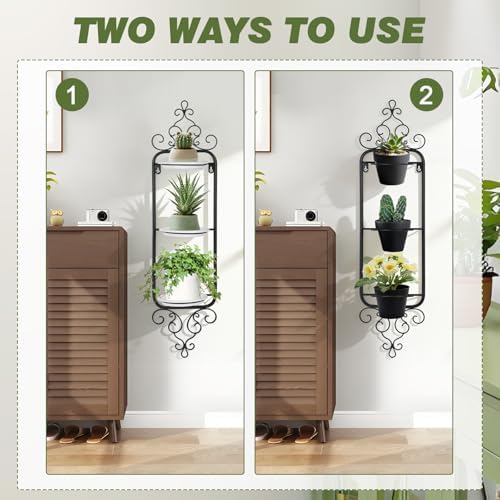 2 Pcs Metal Hanging Baskets for Plants Outdoor Wall Plant Holder Wall Mounted Hanging Planter Vase for Indoor Outdoor Plants Window Plant Shelves Hanging Planters for Indoor Plants and Flowers - Image 5
