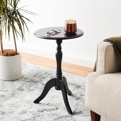 Decor Therapy Simplify Round Pedestal Accent Side Table, Black, 15"x15"x24" - Image 2