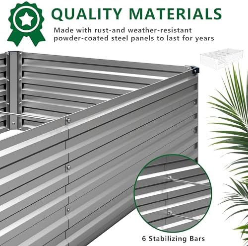 DIIYIV 12x2x1.5FT Galvanized Raised Garden Bed,Vegetable Boxes-Rectangle Metal Flower Box,Large Planter Raised Beds Outdoor Garden for Planting,Fruit,Herb-Silver - Image 4