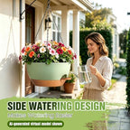 13 Inch Large Self Watering Hanging Planters 2 Pack with Saucers - Image 5