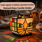 Tiffany Stained Glass Orange Cat Flower Pot,Handmade Cute Pots for Plants, Room and Office Decoration Glass Container Storage,Indoor Plant Pots with Drainage,Plant Gifts 4.6x3x5.15 in - Image 2
