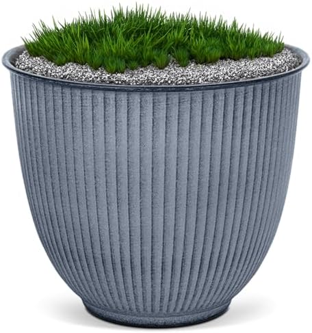 Headwind Robert Allen Natural Ironstone Decorative Planter, Archer Collection, Steel Blue, 8-inch by Headwind