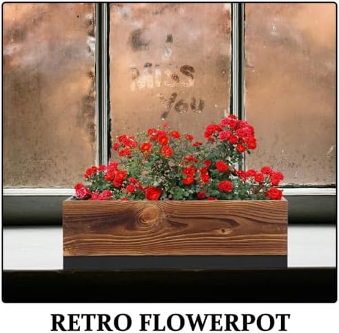 BESPORTBLE Wood Planter Box Set Rustic Wooden Planter Boxes for Indoor Windowsill Balcony Garden Office Decor 11.81 X 4.33 X 6.69 in 2 Pack - Image 3