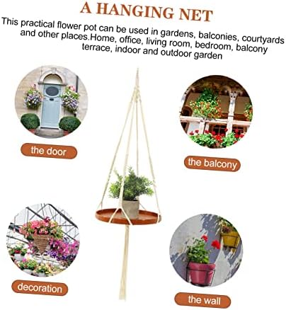 Totority Cotton Macrame Plant Hanger Woven Hanging Planter Rack for Indoor Plants Home Decor for Room Bedroom and Study Elegant Design for Organizing Greenery - Image 7