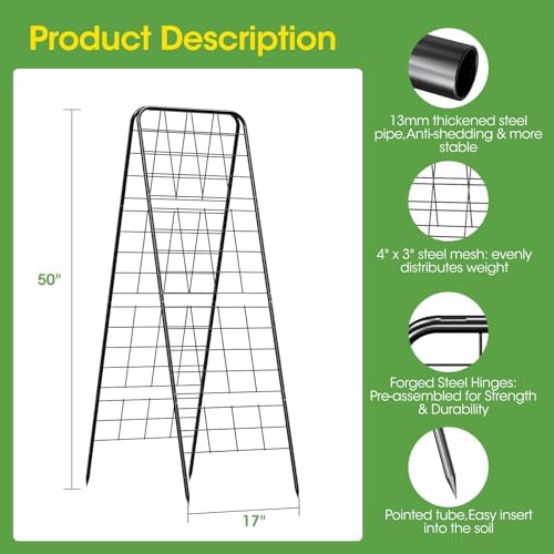 Heavy Duty Cucumber Trellis, 50" x 17" A-Frame Garden Trellis - Image 6