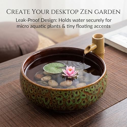 Compact, Leak-Proof Micro Water Feature Bowl, 6.5 Inch Garden Bowl for Water Feature, Decorative Bird Bath and Tabletop Fountain Basin for Indoor Outdoor Zen Deco - Image 3