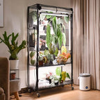Bstrip Indoor Greenhouse with Grow Light and Pegboard, 29.5x13.8x59in by Bstrip