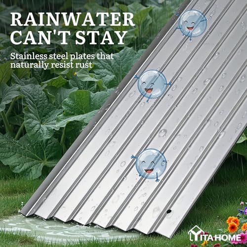 YITAHOME 24" Tall 9 in 1 Large Raised Garden Bed Kit, 8x2x2ft Galvanized Metal Planter Box with Gloves and Safety Rubber, Outdoor Above Ground Planters for Plants Vegetables Flowers, Silver Gray - Image 5