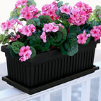 The HC Companies Venetian Window Planter Box w/Drain Plug - Long Planter Box for Windowsills, Balconies & More - Plastic Large Rectangular Outdoor Planters for Herbs & Flowers (24" Black, Pack of 1) - Image 2