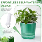 6 Pack Self Watering Pots for Indoor Plants Plastic Vertical Ribbed Semi Transparent Planters, Dual Layer Reservoir for Indoor Succulents Herbs Pothos(Green, White,6.5 x 5.9 Inch) - Image 4