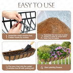 30 Inch 2 Packs Window Boxes Planters Railing Planter Box with Adjustable Brackets for Porch Fence Patio Balcony Hanging Flower Baskets with Coco Liners for Outdoor Garden Décor(30IN/2Packs) - Image 3