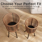 Set of 2 PE Rattan Plant Stand, Flower Pot Holder Indoor & Outdoor - Image 6