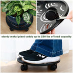 3 Packs 12" Large Metal Plant Caddy with Wheels Heavy-duty Plant Dolly Pot Mover Rollers Rolling Plant Stands Indoor Outdoor Wheeled Plant Holder Coaster Trolley, Black - Image 5
