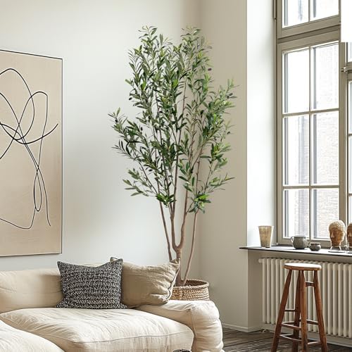 Erimda 7FT Artificial Olive Tree Tall Faux Silk Plant Tall Faux Olive Tree with Natural Wood Trunk & Lifelike Fruits Fake Potted Tree or Home Office Decor - Image 6