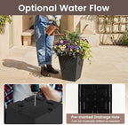 GIANTEX Square Taper Planter Set of 2, Self-Watering Flower Pots, Black - Image 7