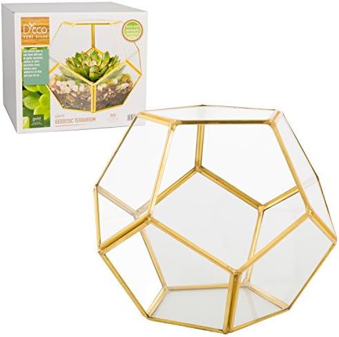 D'Eco Glass Gold Sphere Plant Terrarium and Centerpiece (Dims:8.2x8.2x8.2) - Image 2
