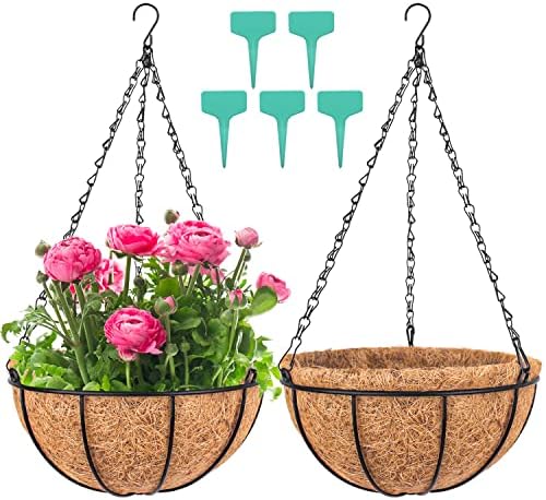 Wizdar 2PCS Metal Hanging Planters Basket 14 Inch Round by ForYourBetterLife