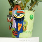 Mint Green Picasso Abstract Face Planter Pot, Flower Pot for Plants - Image 4