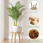 3-Pack Wood Plant Stands Indoor, Single Plant Stand for 6-12 Inch Pots, Mid-Century Modern Plant Stool, Tall Plant Stand for Large Plants for Living Room, Balcony, Office (Light Brown - Image 4