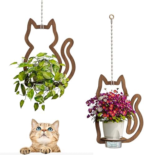 EIGEN Hanging Planters for Indoor Plants - with Self Watering Pots for Indoor Plants (Included), Comes with Macrame Plant Hanger Cord, Cat Decor Planters with Plant Pots (2 Set) by Eigen