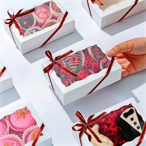 White Rectangular 7"X4.3"X1.5" Dishwasher Safe Clear Window Pastry Boxes - 100 Count for Cookies, Macarons, Donuts, Cakes - Image 6