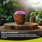 Headwind Glazed Ironstone Hamilton Collection Decorative Plant Pot – 12" Chestnut Brown Pot – Lightweight & Durable with Drainage Flower Pots for Indoor Plants & Outdoor Planter Use by Robert Allen - Image 4
