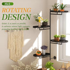 YQSLYSF Window Rotating Plant Stand Shelf Indoor Black Metal Floating Shelves 4-Tier Wall Mount Plant hanger Holders for Wall Planter Modern Home Decor window sill gifts - Image 2